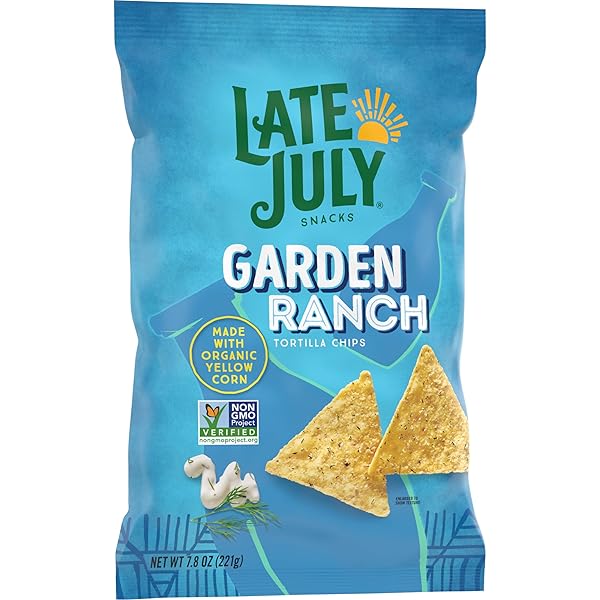 LATE JULY SNACKS, GARDEN RANCH TORTILLA CHIPS, 7.8-OZ. BAG
