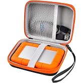 ALKOO Case for LaCie Rugged Mini 1TB/2TB/4TB/5TB External Hard Drive | Portable HDD Holder, Cable Pocket, SD Card Storage, for Photographers, Creators, Students, Office, Travel, Case Only, Orange