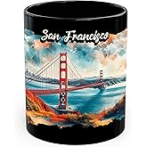 San Francisco Golden Gate Bridge California Ceramic Coffee Mug 11oz Bay Area Skyline Landmark - Tea Coffee Mug with Comfortable Grip - Unique Fun Gift Cup for Office or Home - Vibrant Print ID45211