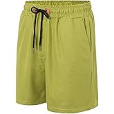 Blokehoway Men's Waffle Shorts Casual Elastic Waist Drawstring Lightweight Loose Fit Beach Shorts 5" with Pockets