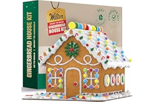 GENERIC Gingerbread House kit, Holiday Cookie Decorating Kit, Fun Holiday Activity for Christmas - Easy to Assemble Christmas Gingerbread House for Kids, Pre-Baked Panels, Candy & Icing, (11 Pcs Set)
