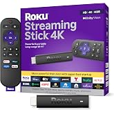 Roku Streaming Stick 4K with Voice Remote - HDR10+ &amp; Dolby Vision | Compact 4K Streaming Device for TV with Roku Voice Remote &amp; Long-Range Wi-Fi - Free &amp; Live Local News, Sports