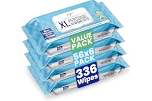 Premium Formulations XL Adult Wipes – (4 Packs x 56 Wipes = 224 Wipes) High Traction, Uber Thick & Extra Large Wash Cloths | Disposable Incontinence Wipes with Aloe for Elderly Care & Hygiene