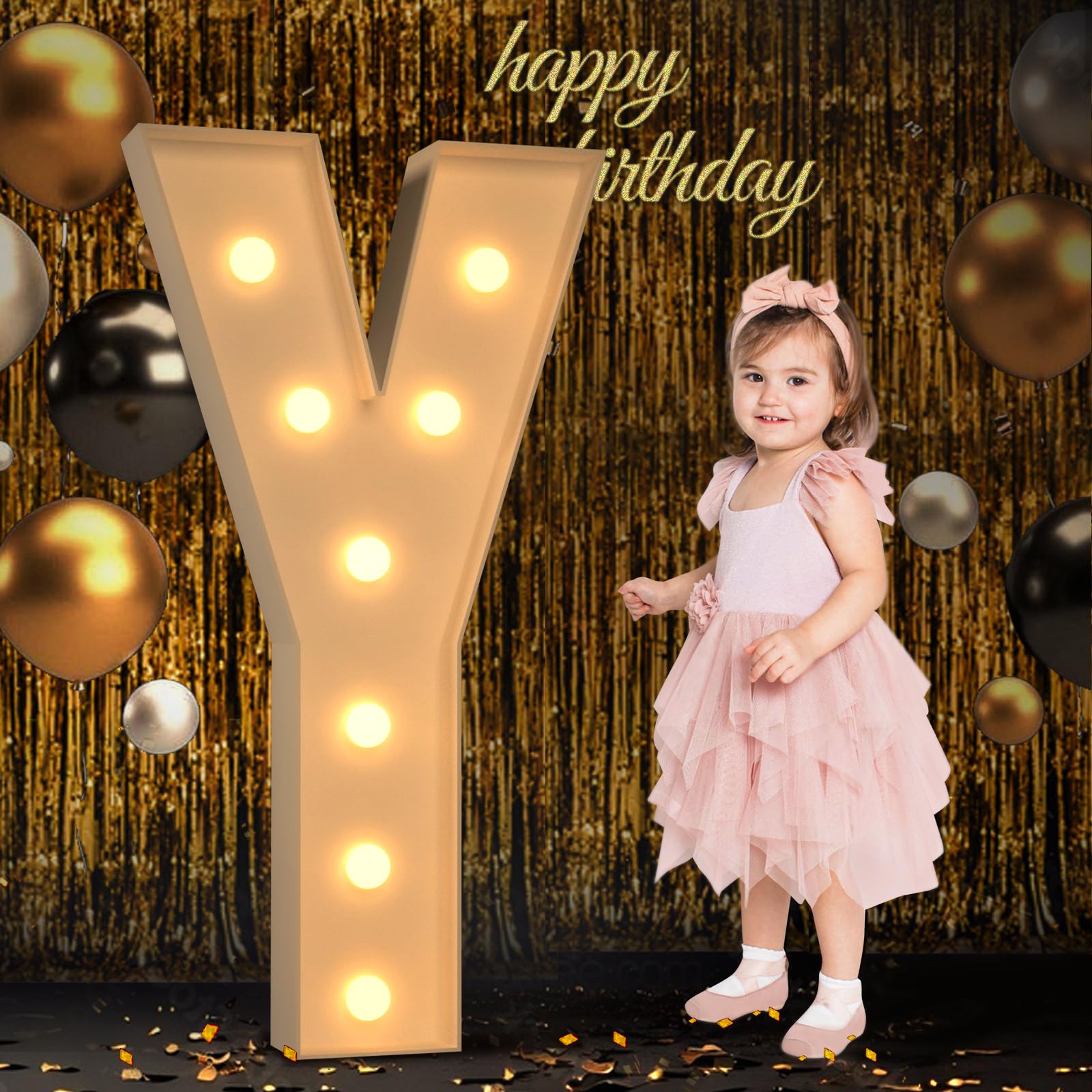 Photo 1 of Marquee Light Up Letters, 3FT Large Letters for Party Decorations, Marquee Numbers, Mosaic Balloon Frame