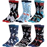 Breathffy 6 Pairs Mens Doctor Compression Socks 15-20mmHg Funny Cotton Crew Socks National Doctors Day Gift for Physicians Surgeons Therapist Hospitalists