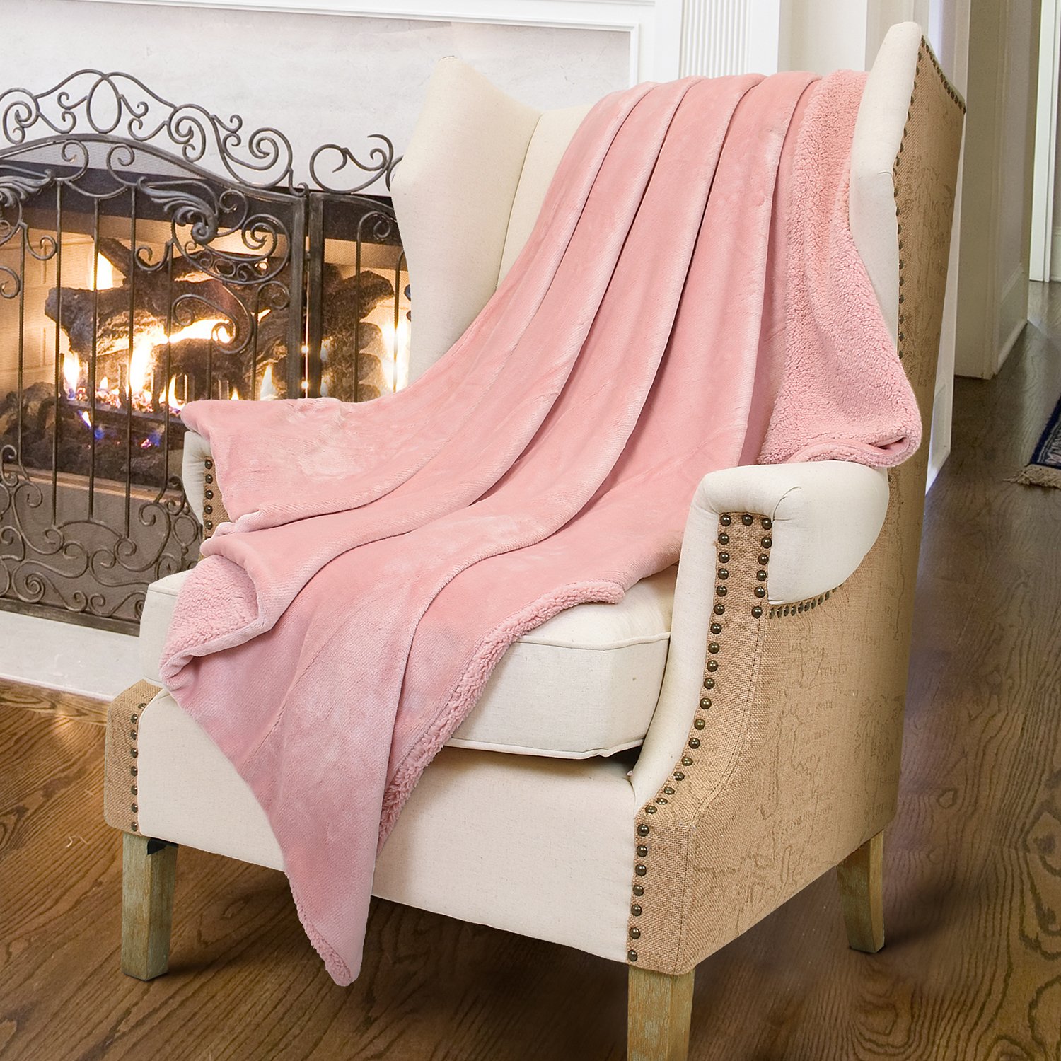 Catalonia Pink Sherpa Throws Blanket for Girls,Super Soft Comfy Fuzzy