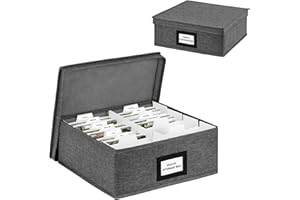 Photo Storage Box with Lid, Photo Organizer Box Fits Holds Up to 1700 and 4x6 Pictures, with 8 Adjustable Dividers, 60 Labels