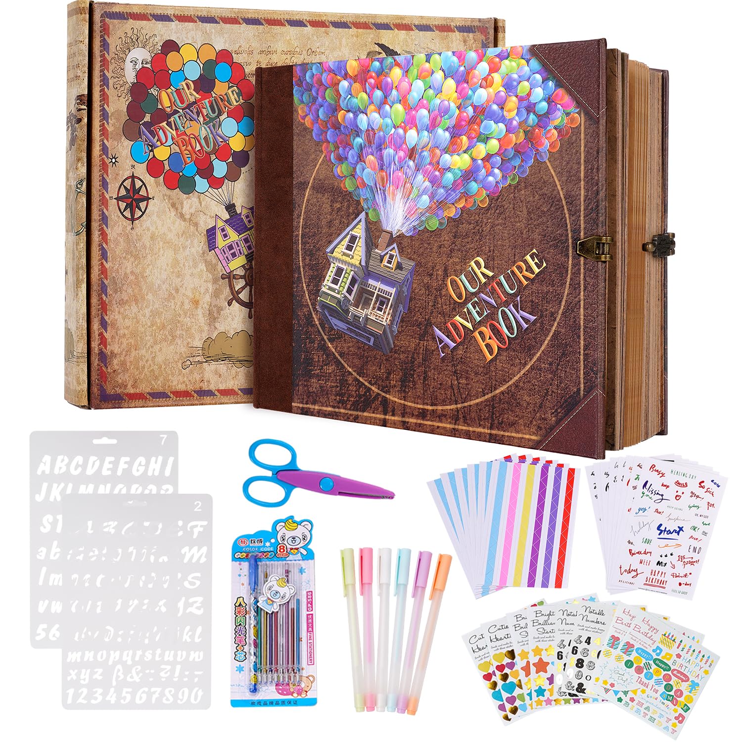 Our Adventure Book Scrapbook Photo Album with 146 Pages Embossed Words Hard Cover Travel Scrapbook, Memory Scrapbook Supplies, For Anniversary Wedding, Valentines' gifts, Christmases etc