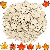 Jetec 80 Pieces Thanksgiving Wooden Maple Leaf Cutout Unfinished Blank Wooden Slice Maple Leaf Shaped Wood Pieces 1.2 Inch Mini Ornament for Thanksgiving Party Fall Autumn DIY Decoration