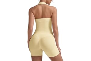 Niipty Womens 2 Piece Workout Set - Deep V Neck Halter Tank Top with Pads Matching High Waisted Scruch Butt Workout Shorts