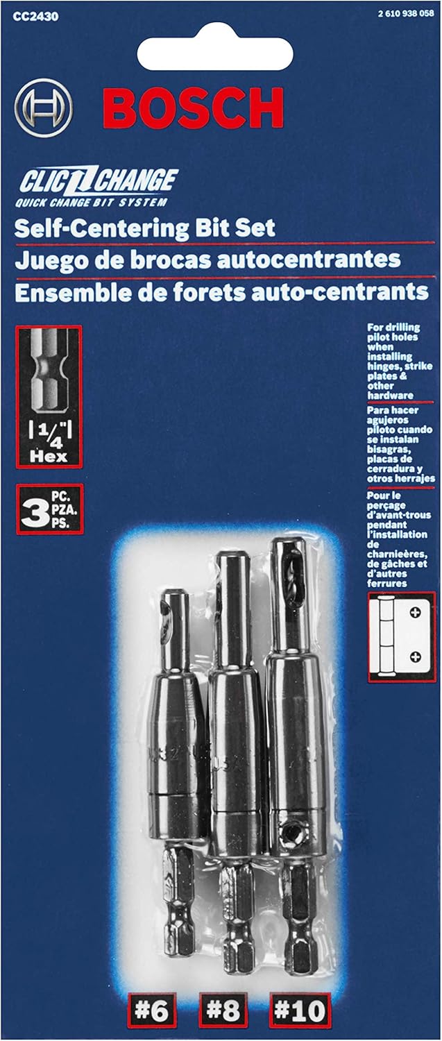 Bosch Clic-Change 3-Piece Self-Centering Drill Bit Assortment CC2430 - Straight Router Bits - 