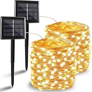BHCLIGHT 2 Pack Each 72FT 200 LED Solar String Lights, Upgraded Super Durable Solar Christmas Lights Outdoor, Waterproof 8 Modes Solar Fairy Lights for Christmas Tree Patio Garden (Warm White)