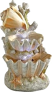 Design Toscano SS12719 Ocean's Bounty Seashell Coastal Garden Decor Cascading Fountain Water Feature, 20 Inch, Full Color