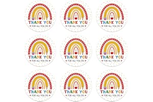 BIZIBAFF Teacher Appreciation Stickers - 48PCS Thank You Teacher Labels Stickers 1.5" Rainbow Best Teacher Gifts Tags Waterproof Self-Adhesive End of Year Teacher Appreciation Week Party Decorations