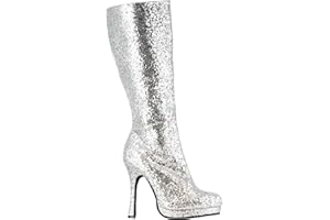 Ellie Shoes Inc Women's Knee High Glitter Boots Silver Size