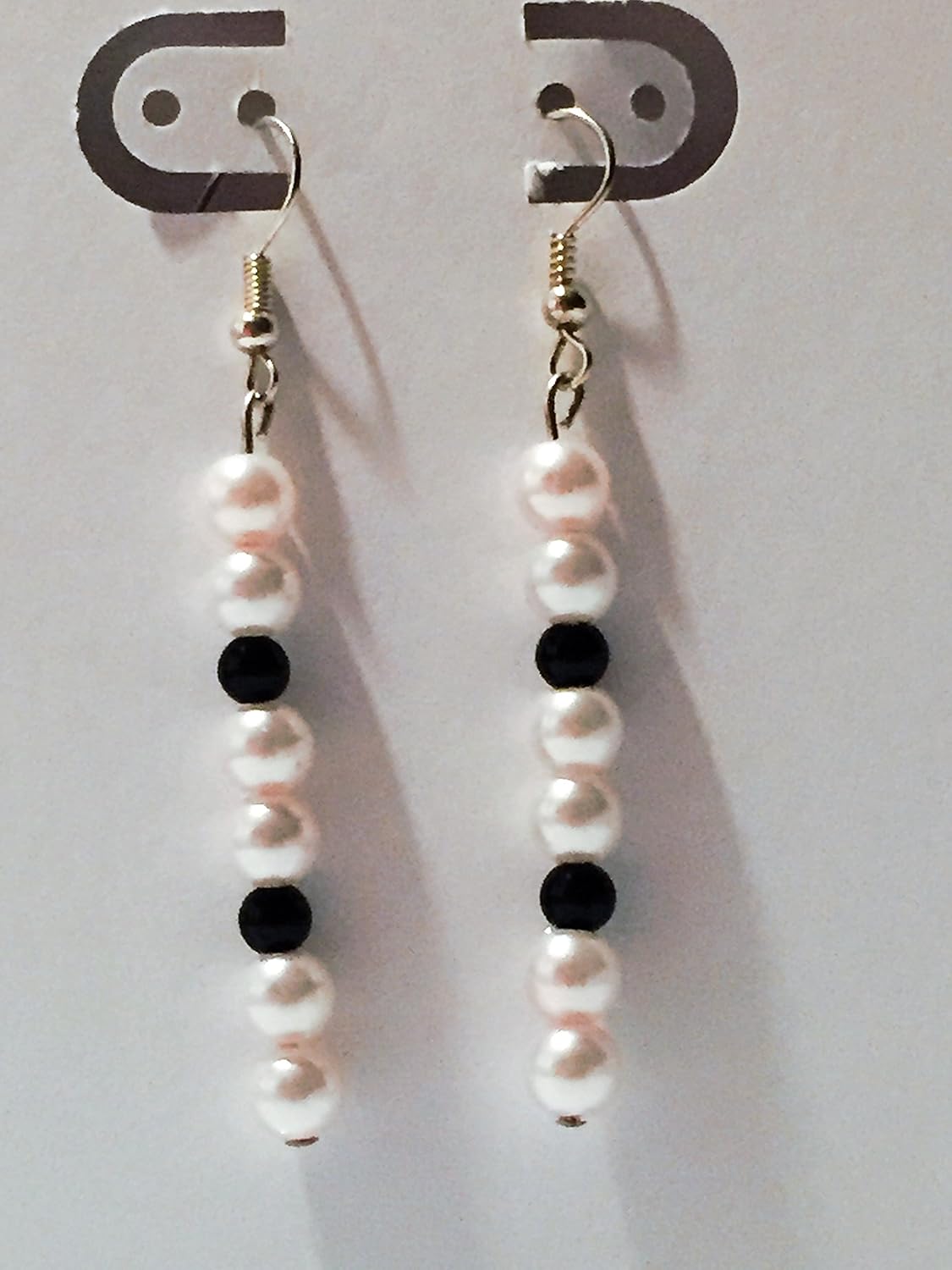 Black and White Drop Earrings Handmade