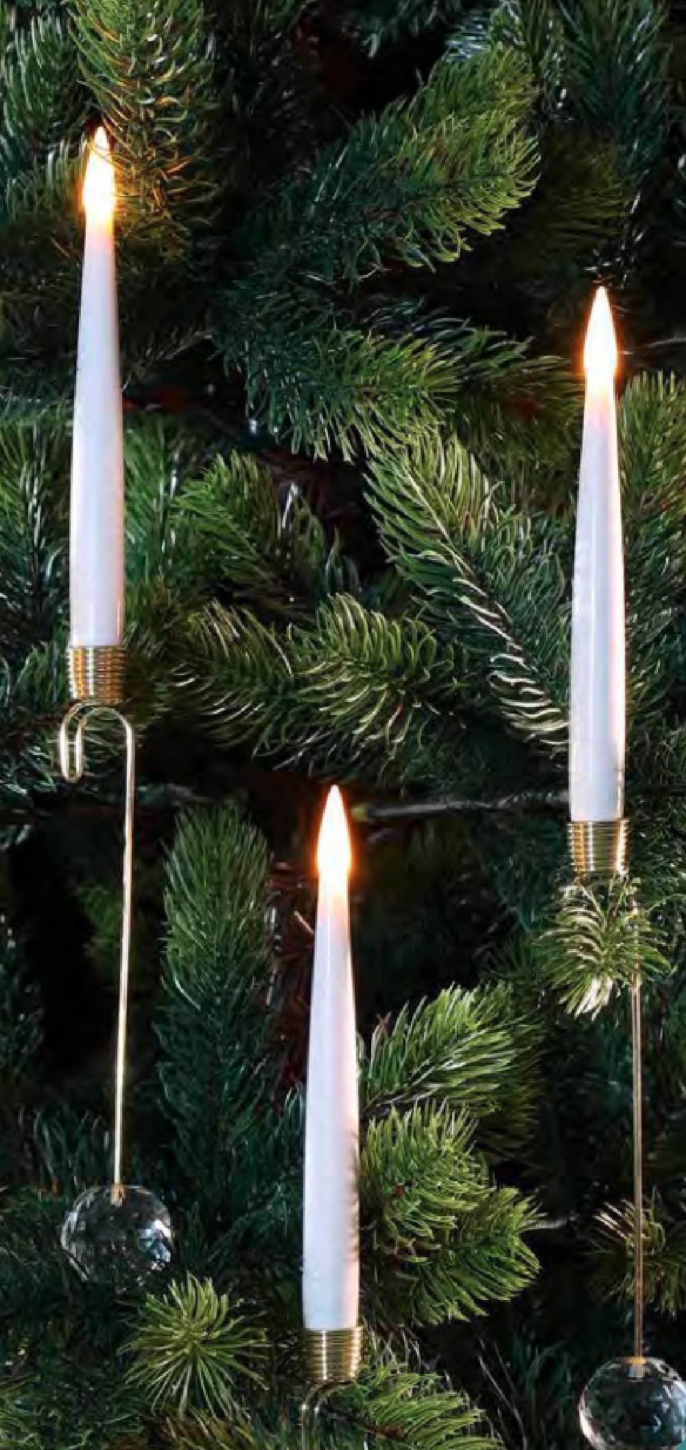 NOMA 10 White Jewelled Christmas Tree Branch Candle Lights