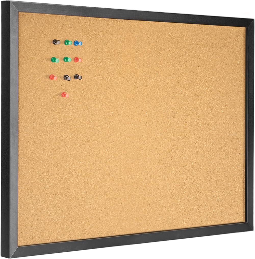 OWLKELA Cork Board 60x40cm with Black Frame Bulletin Vision Board