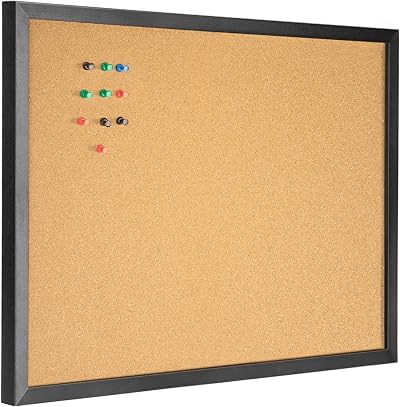 OWLKELA Cork Board 60x40cm with Black Frame Bulletin Vision Board