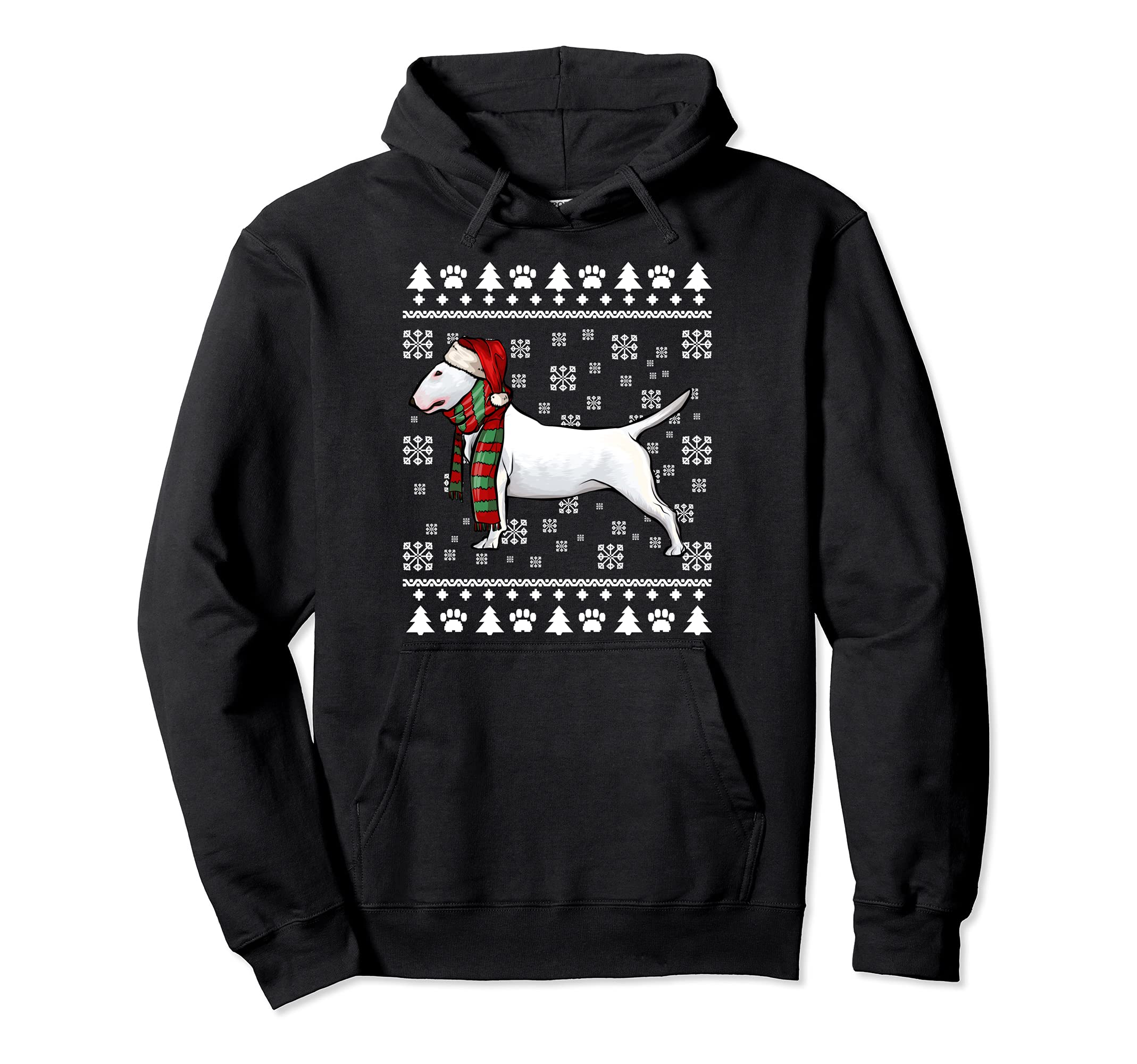 Bull Terrier Dog Santa Hat Xmas Ugly Christmas Pullover Hoodie