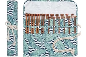 Aeelike 18 Pairs Bamboo Knitting Needles Set - 10 Inches Wooden Knitting Needles Single Point with Roll Bag - Portable Knittings Needle Set for Beginners (2mm - 10mm)