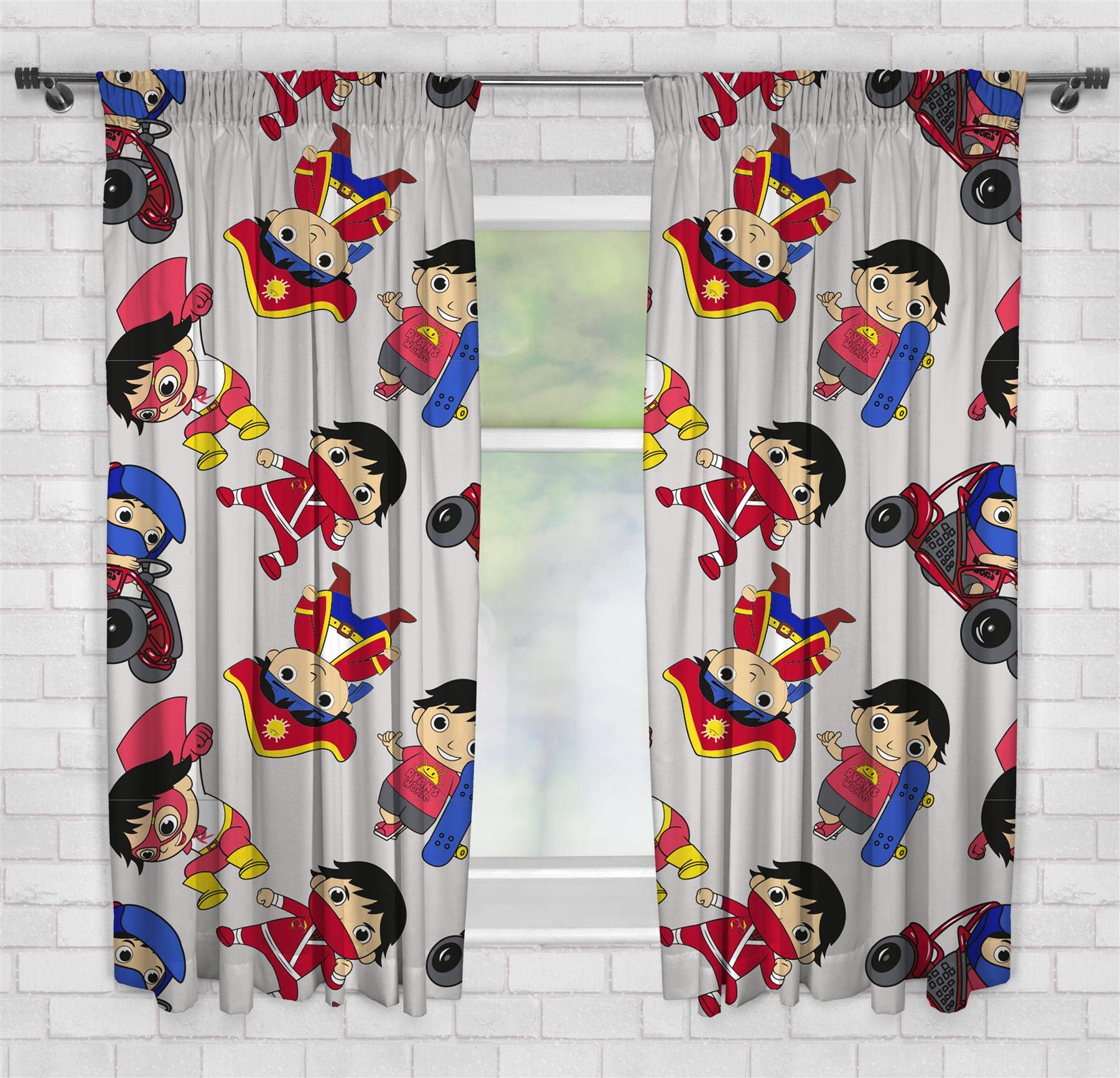 Ryans World Gang Readymade Curtains | 66" Wide x 72" Drop Official Curtains | Featuring Red Titan, Combo Panda & Gus