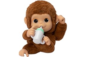 Little Live Pets My Baby Monkey Mango, 50+ Sounds and Reactions, Plush Interactive Monkey Toy Set with Accessories, Interactive Pets for Kids Ages 4+