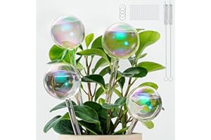 LEDERA Plant Watering Globes, Clear Glass Rainbow Self Watering Spikes, Automatic Plant Waterers Insert, Auto-Drippers Glass Ball for Plant Indoor Outdoor, Garden Gift, 4 Pack