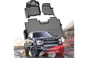 Runine Floor Mats for Ford F-150 2015-2025 | F150 Lightning 22-24 SuperCrew (Rear w/o Fold Flat Storage), All Weather Protection Truck Mats Custom Car Liners Accessories, Front and Rear Row