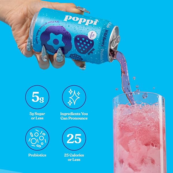 POPPI WILD BERRY PREBIOTIC SODA SGL, 12 FZ