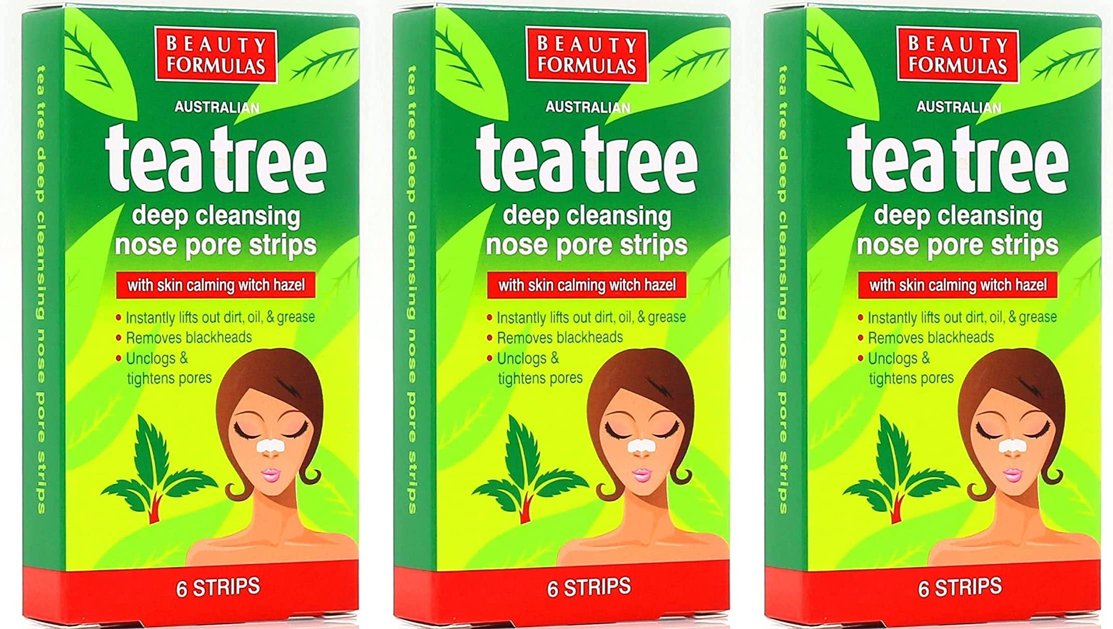 Beauty Formulas Australian Tea Tree Deep Cleansing Nose Pore Strips x 18