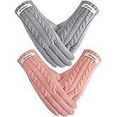 Clothirily 2 Pairs Winter Gloves for Women - Warm Soft Womens Winter Gloves, Elastic Cuff Touchscreen Gloves, Thermal Knit Lining Gloves for Cold Weather, Grey & Pink