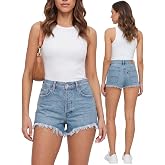 NY Threads Jean Shorts for Women Mid Rise Denim Shorts with Frayed Hem | Regular Fit Cotton Rich Fabric, Soft Feel, Natural Breathable &amp; Comfortable Fabric For All-Day Wear