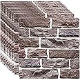 Veczom 3D Wall Panels Peel and Stick,3D Brick Wallpaper Peel and Stick 10Pack Self-Adhesive Stone Wall Panel Waterproof PVC Wall Panels for Living Room,Interior Wall, Lobby Bedroom(Light Brown Stone)