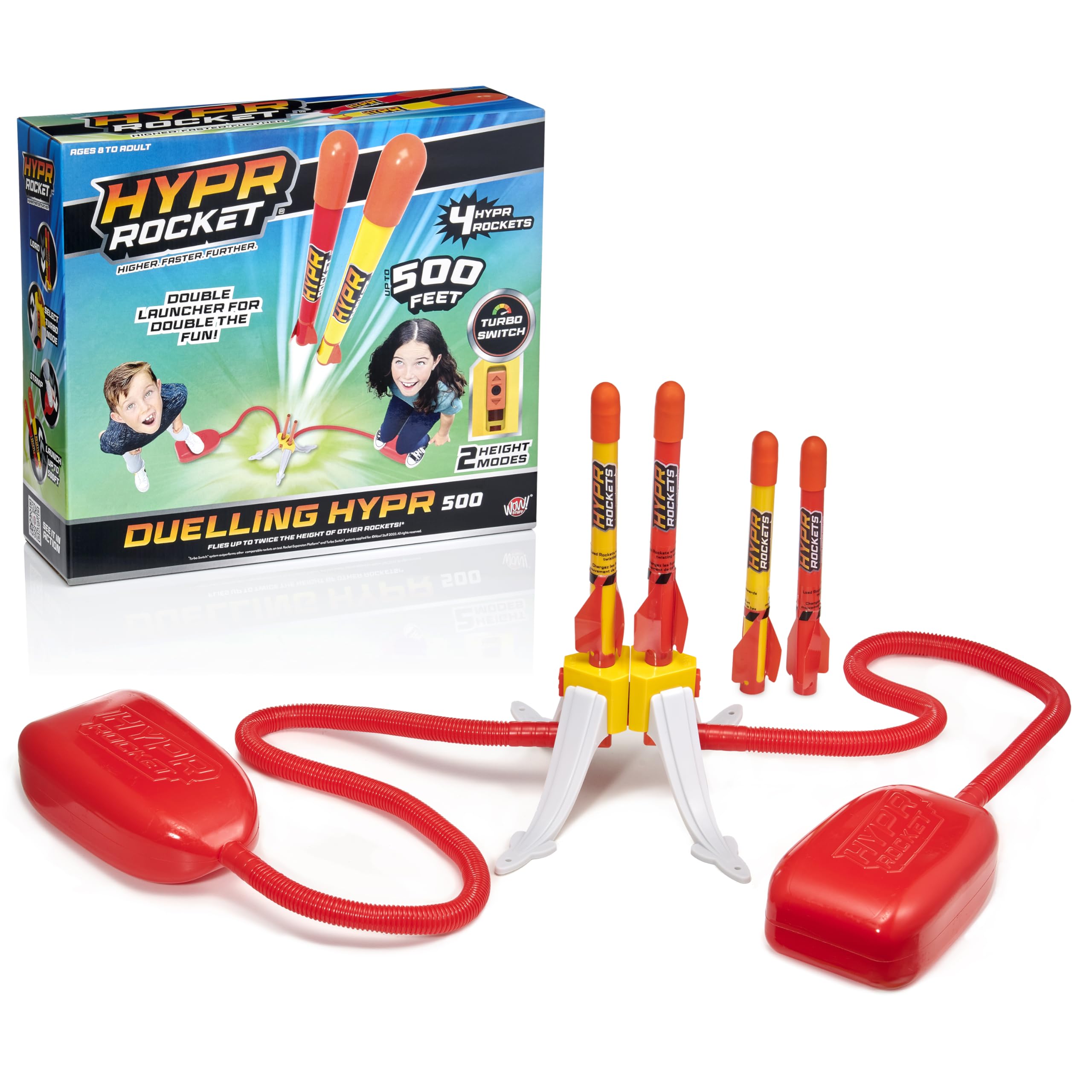 WOW! STUFF HYPR Duelling Battle Rocket | Massive Flight up to 500ft | 4 Rockets | Outdoor Garden or Backyard | Toys and Gift for Kids, Families, Boys and Girls