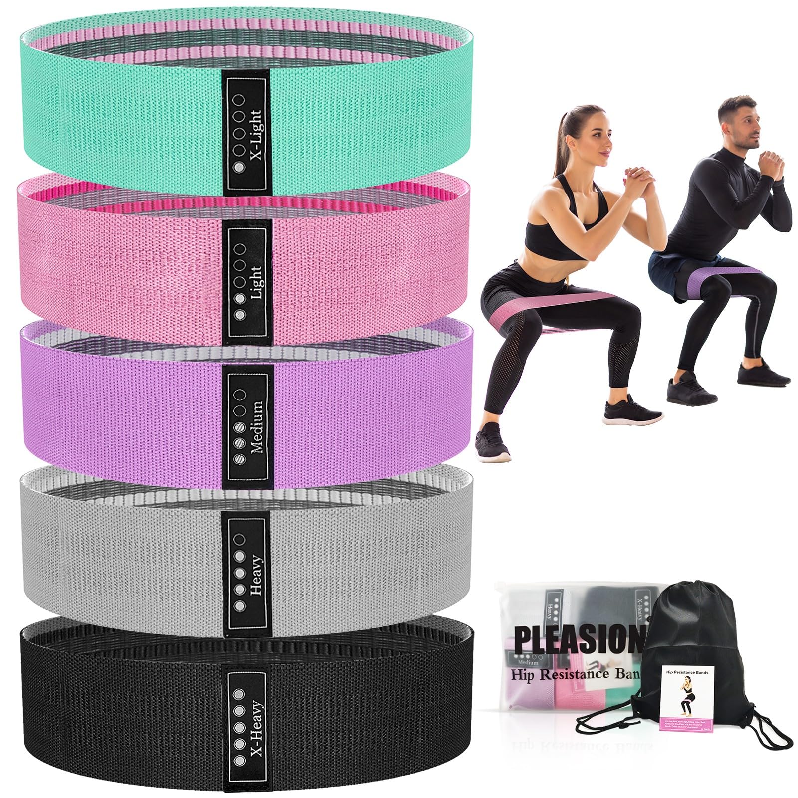 Photo 1 of Fabric Resistance Bands for Working Out, 5 Levels Booty Bands for Women Men, Cloth Workout Bands Resistance Loop Exercise Bands for Legs Butt at Home Fitness, Yoga, Pilates
