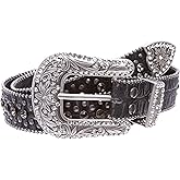 Western Cowgirl Faux Alligator Rhinestone Studded Leather Belt
