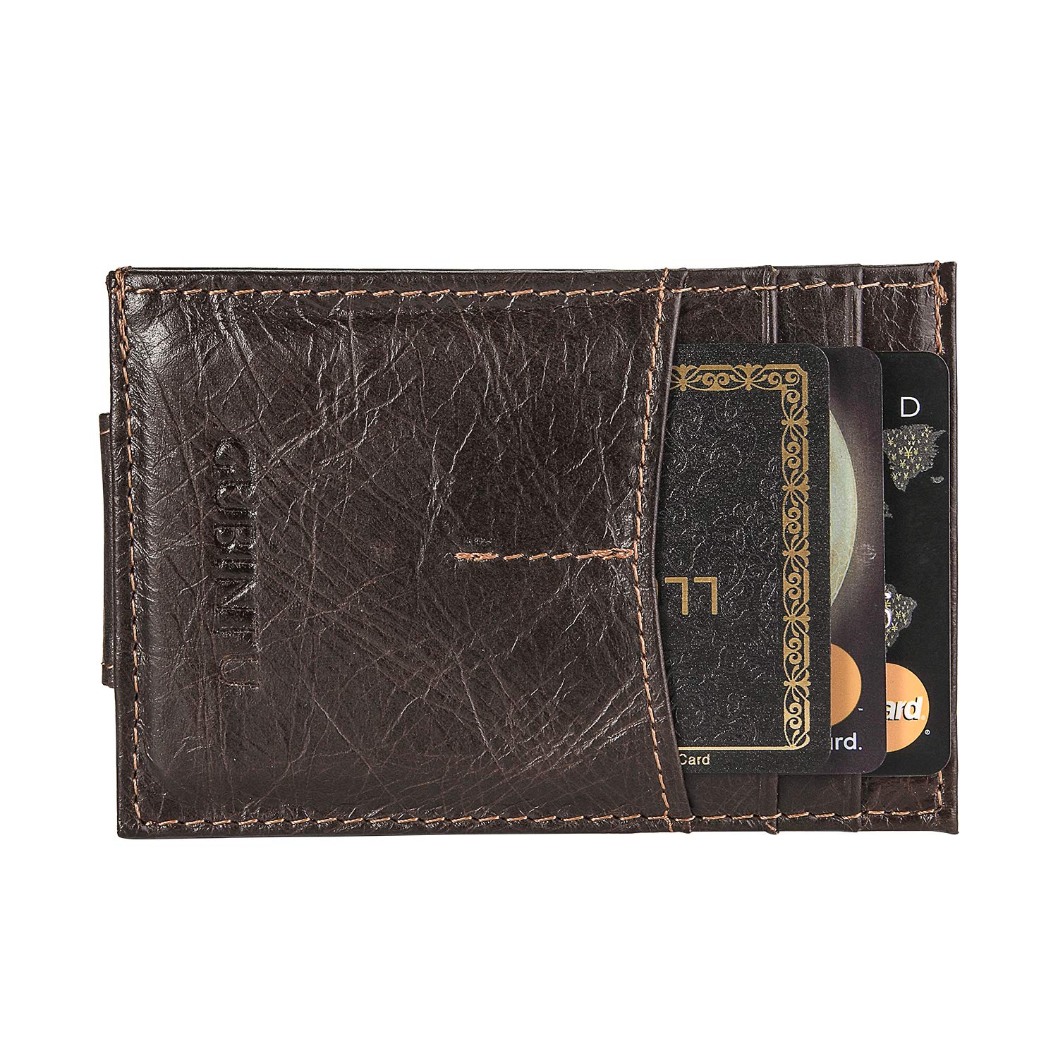 Genuine Leather Slim Wallet - Minimalist Front Pocket Wallet - Leather Money Clip Wallet Card Holders