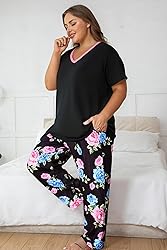 Vozanet Women's Pajama Sets Short Sleeve with Long