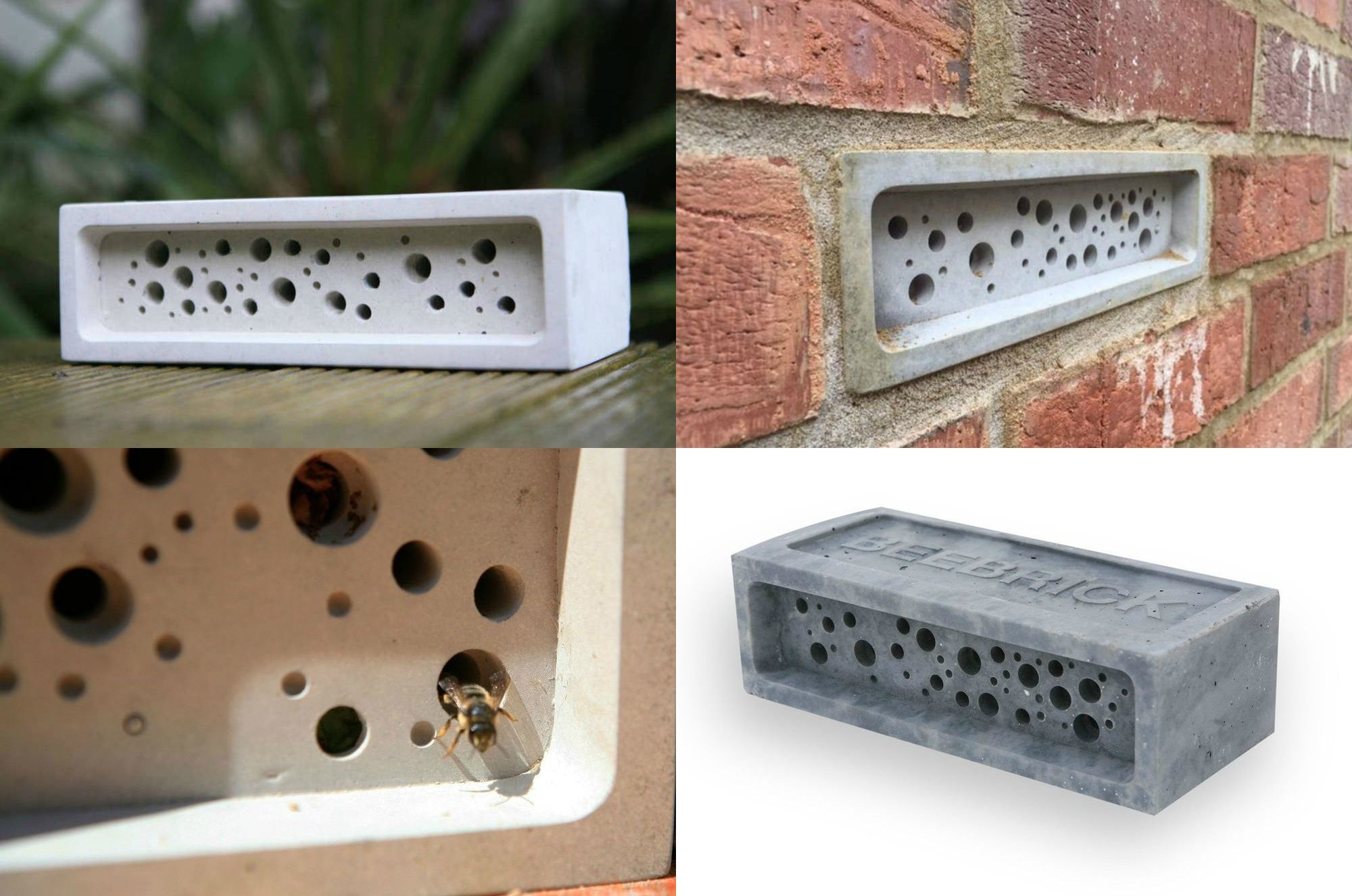 Bee Brick Nester Hotel Solitary Bee Hive House 21.5cm x 10.5cm x 6.5cm