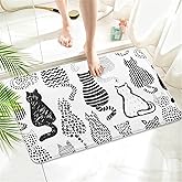 Twyt decor Cat Imitation Cashmere Bathroom Mat Rug - Rubber Non-Slip Quick Dry Super Absorbent Cat Bath Mats for Bathtub Shower Room Sinks (17