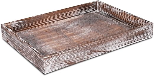 Amazon Com Flexzion Wooden Ottoman Serving Tray Rustic