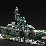 XUBX Resin Warship Aquarium Ornament 23x11x5 cm Non Toxic Shark Safe