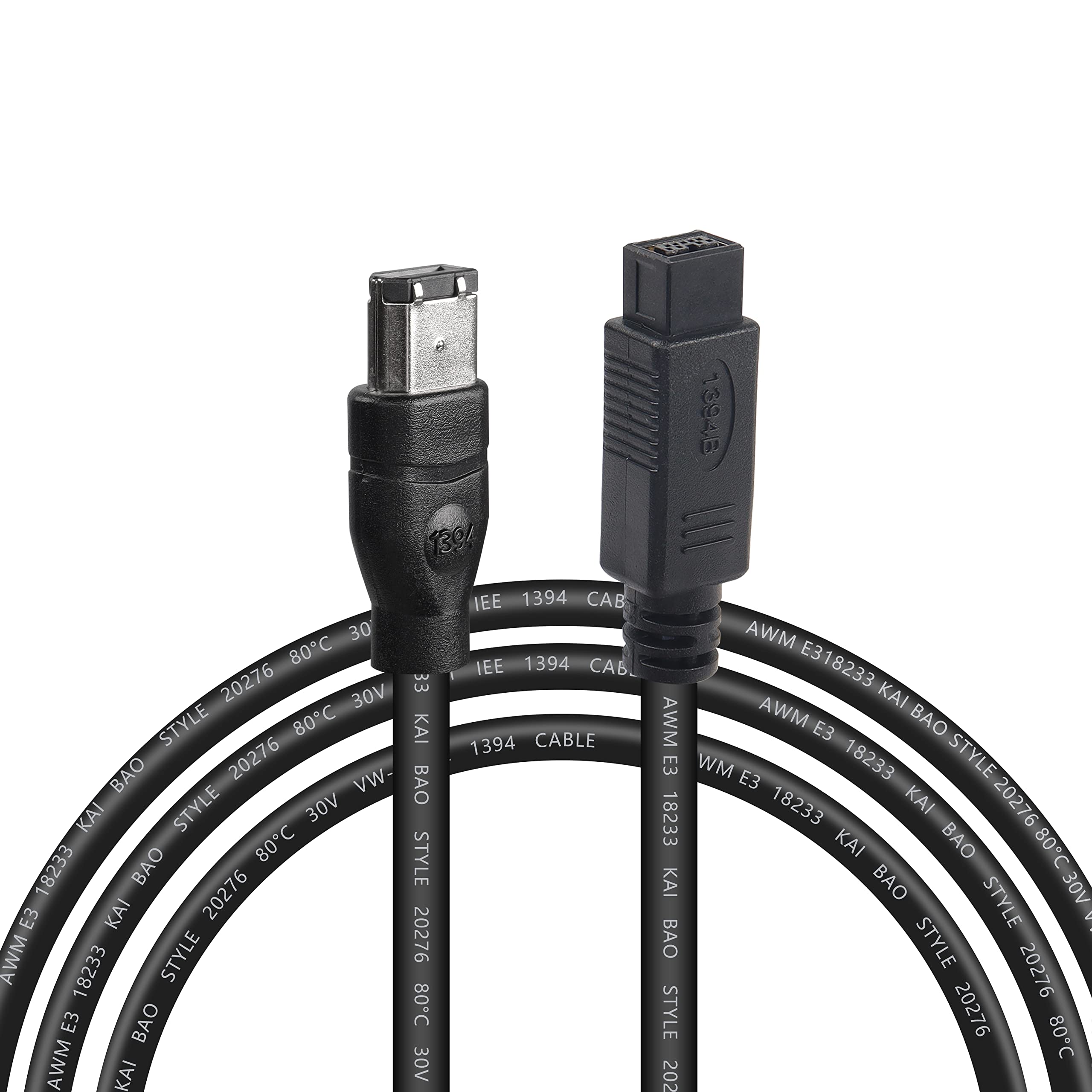 MEIRIYFA FireWire 1394B 9 Pin Male to 6 Pin Male, Firewire 800 to 400 IEEE Extension Adapter Cable for Digital Cameras, Printers, Scanners - 1.8M