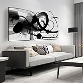ANCXWOTER Large Canvas Wall Art for Living Room Bedroom Abstract Line Black and White Picture Ink and Wash Artwork Canvas Prints 29x59 Inch