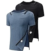 Poriff Men's Post Shoulder Surgery Recovery Shirts Full Tear Away Short Sleeve Snap Chemo Port Access Shirt