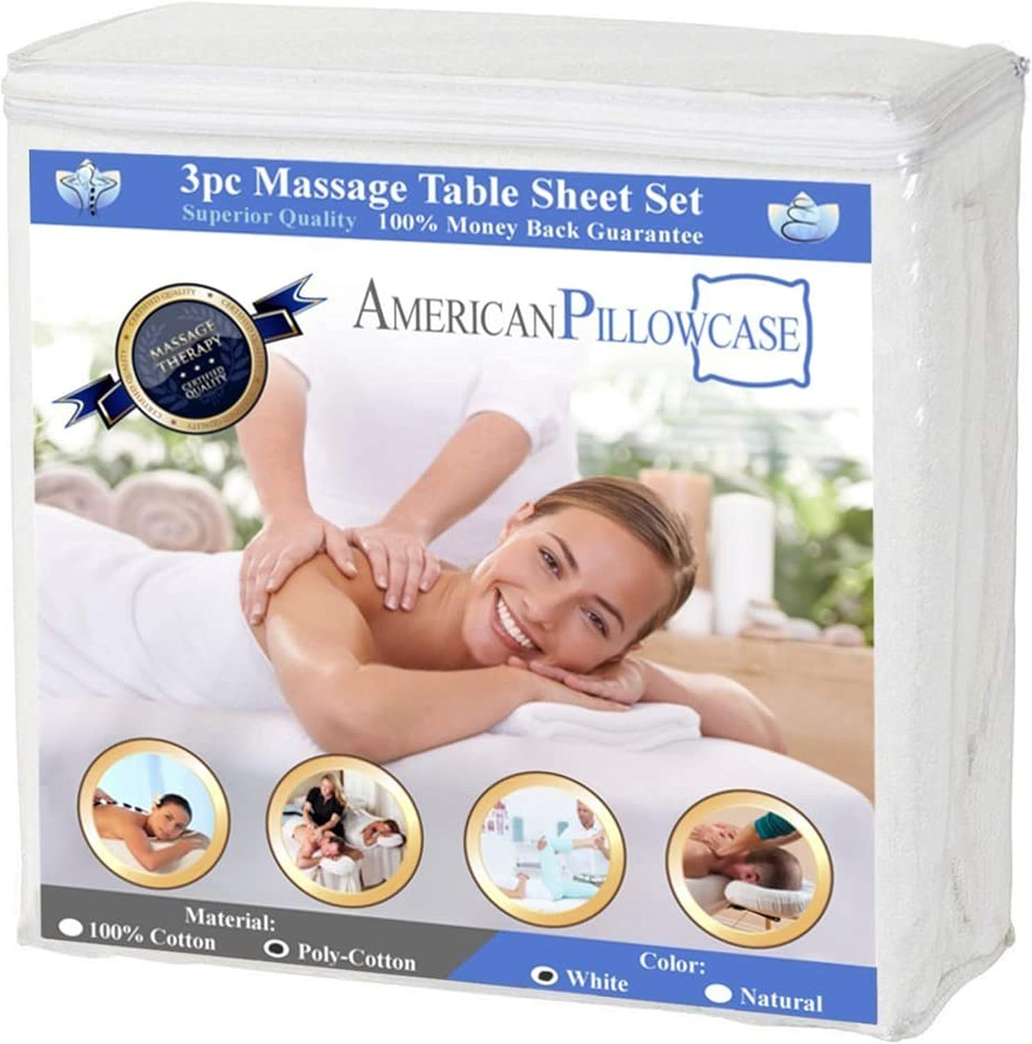 American Pillowcase, Massage Table Sheets Set, Luxury Spa Quality Linens, White, 3 piece : Health & Personal Care