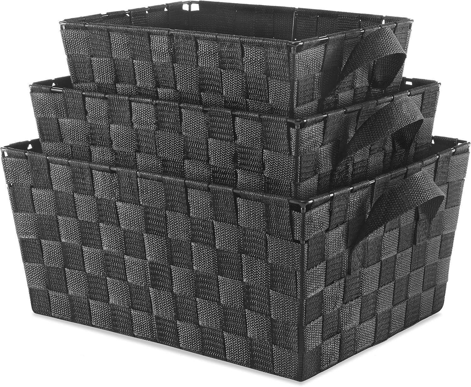 Whitmor Woven Strap Storage Baskets, 3 Pack/set, Total 6 Set, 18 Pack Image