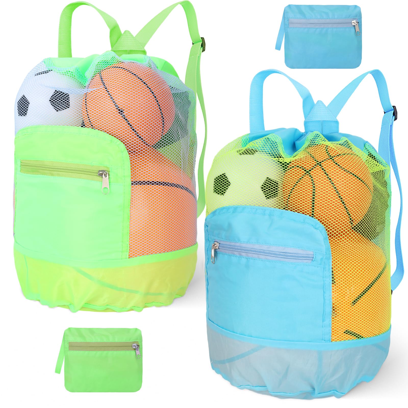 Photo 1 of Shindel 2PCS Large Mesh Beach Bags, Drawstring Beach Backpack Big Seashell Bag Swim Pool Toys Storage Bags Double Adjustable Straps for Boys Girls