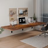 IAE 48x22in Floating Fold Desk,Wall-Mounted Folding Computer Table,Rustic | Study Table with Shelf Brackets,Foldable Down Shelf with Engineered Wood,Fold Computer Desk for Small Apartment,Holds 506 lb